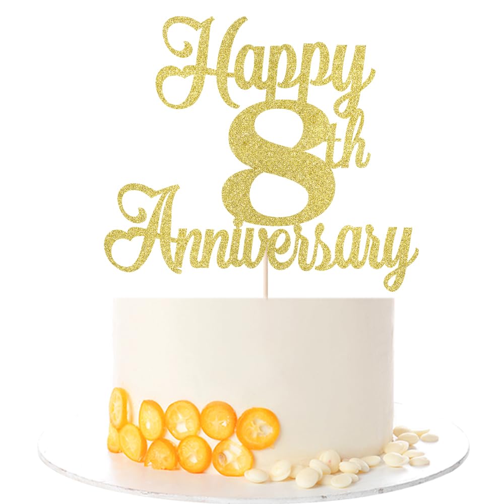 Amazon.com: Kaoenla Happy 8th Anniversary Cake Toppers - 8th